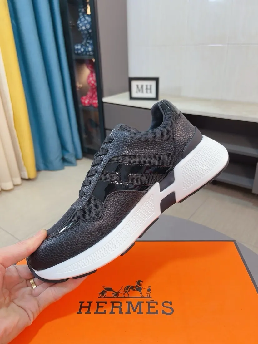 Men's shoes💰580🌸🌸【HERMES】Hermès high-end quality original shoe upper: 🔝tumbled calfskin, suede calfskin, shoe body sewn H totem, outsole: ultra-light TPU foam·rubber; two-color molded outsole, ultra-high quality control·fine workmanship: highlighting (high-end·luxury·grade) 38-44 (45 can be customized)